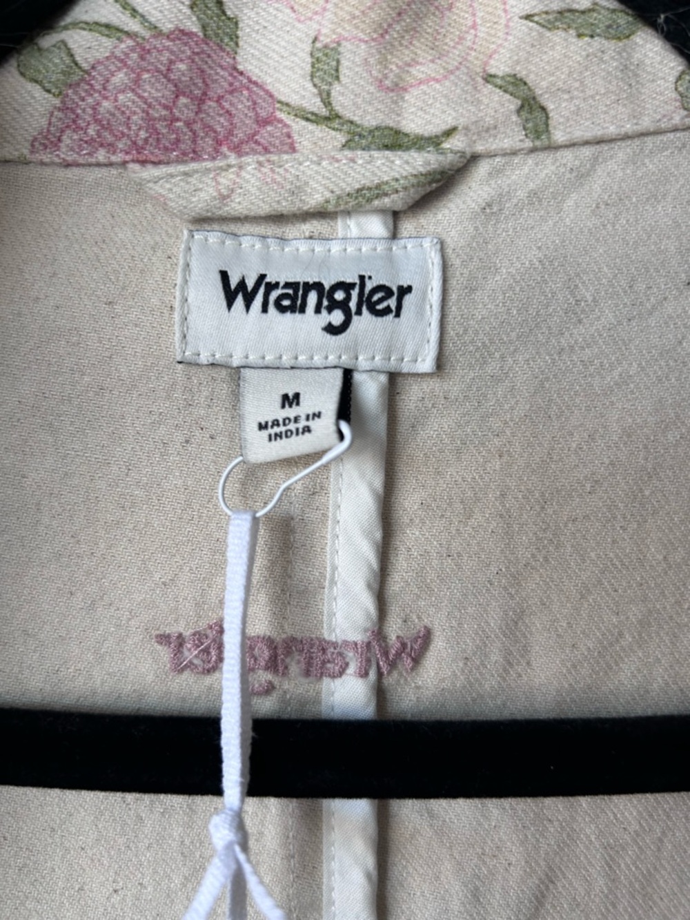 Wrangler X Free People Cream Floral Button-Up Jacket with Pink and Green Print - Picture 11 of 14